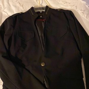 Black Blazer white button detail